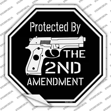 Protected By The 2nd Amendment Gun Novelty Octagon Sticker Decal Small