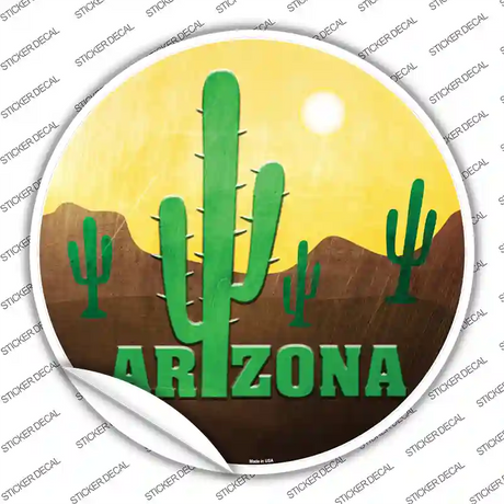 Arizona with Saguaro Novelty Circle Sticker Decal Small