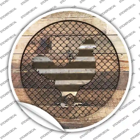 Chicken on Wood Novelty Circle Sticker Decal Small