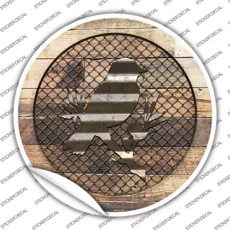 Bird on Wood Novelty Circle Sticker Decal Small