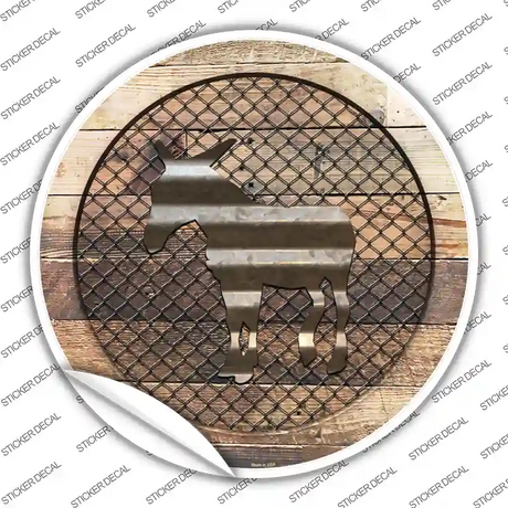 Donkey on Wood Novelty Circle Sticker Decal