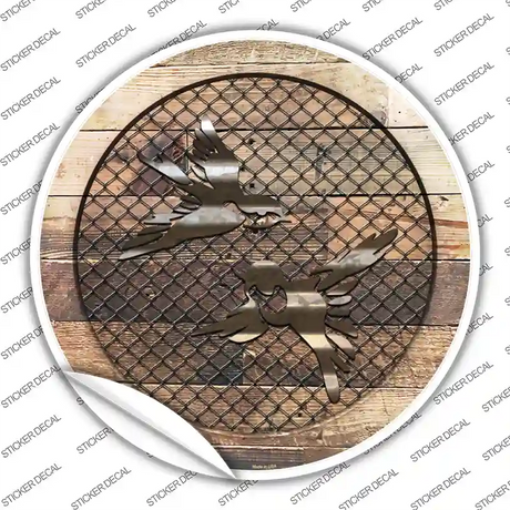 Little Birds on Wood Novelty Circle Sticker Decal Small