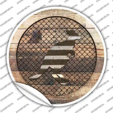 Kangaroo on Wood Novelty Circle Sticker Decal