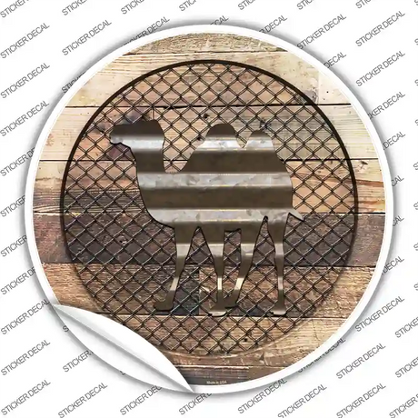 Camel on Wood Novelty Circle Sticker Decal