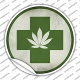 Cannabis Green Cross Novelty Circle Sticker Decal Small