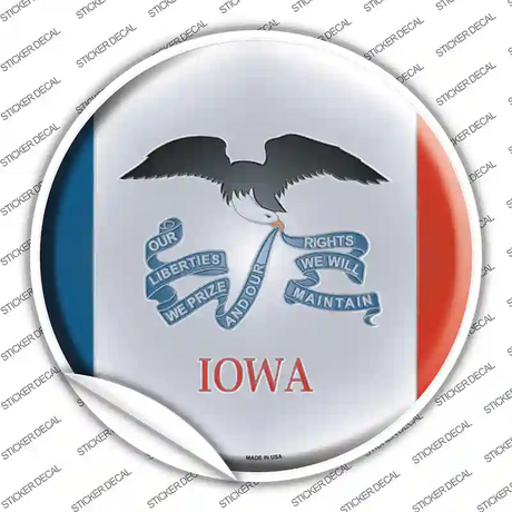 Iowa State Flag Novelty Circle Sticker Decal Small