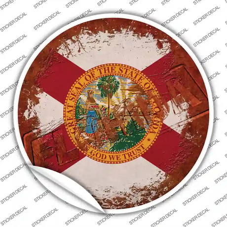 Florida Rusty Stamped Novelty Circle Sticker Decal Small