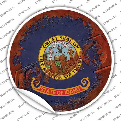 Idaho Rusty Stamped Novelty Circle Sticker Decal Small