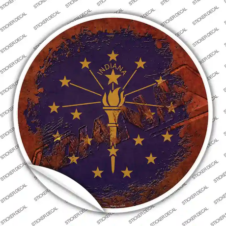 Indiana Rusty Stamped Novelty Circle Sticker Decal Small