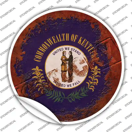 Kentucky Rusty Stamped Novelty Circle Sticker Decal Small