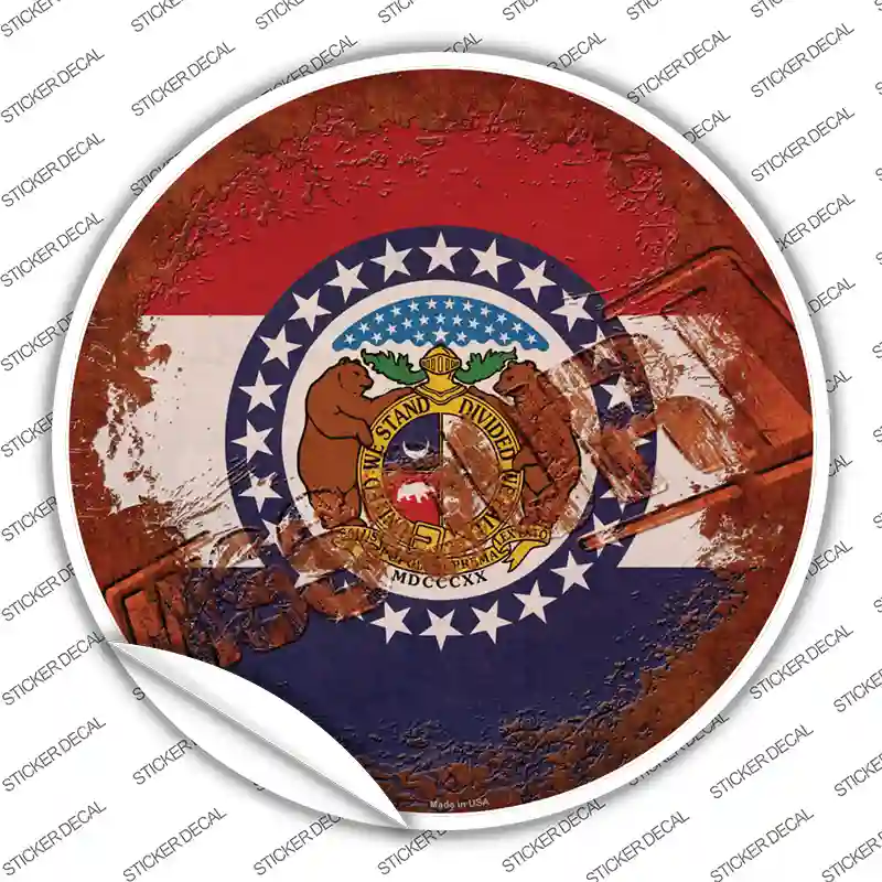 Missouri Rusty Stamped Novelty Circle Sticker Decal Small