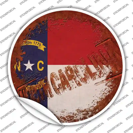 North Carolina Rusty Stamped Novelty Circle Sticker Decal Small