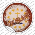 Rhode Island Rusty Stamped Novelty Circle Sticker Decal Small