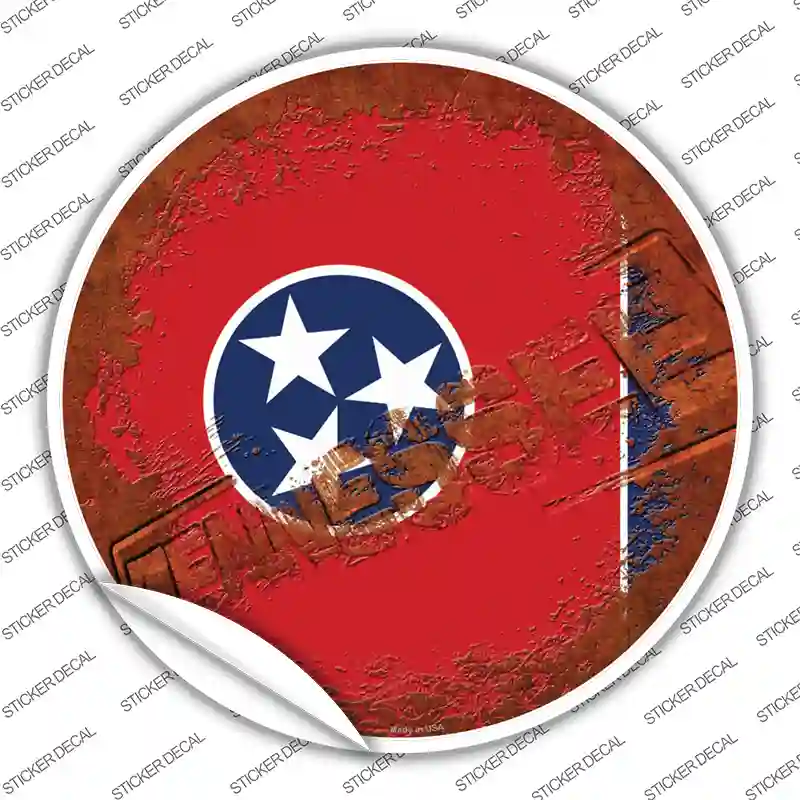 Tennessee Rusty Stamped Novelty Circle Sticker Decal Small