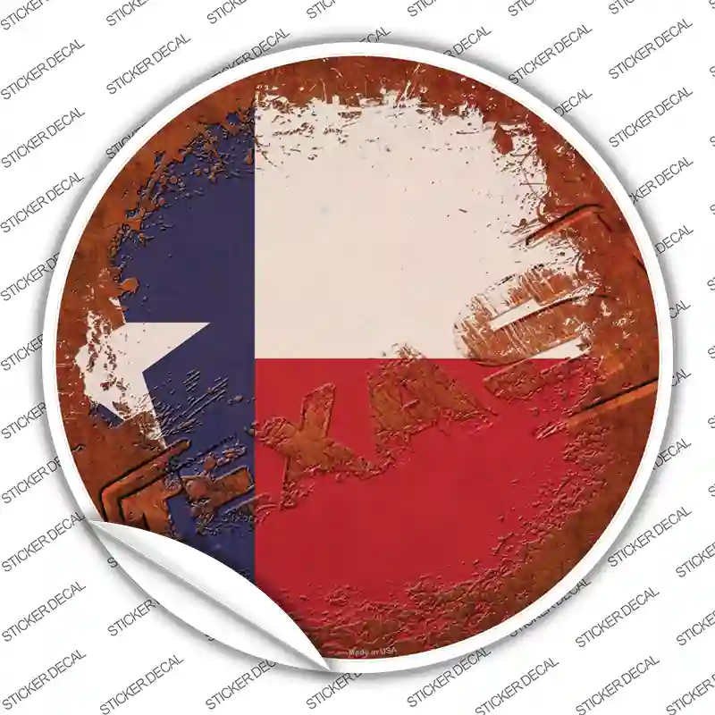 Texas Rusty Stamped Novelty Circle Sticker Decal Small