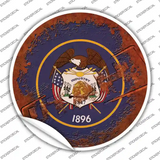 Utah Rusty Stamped Novelty Circle Sticker Decal Small