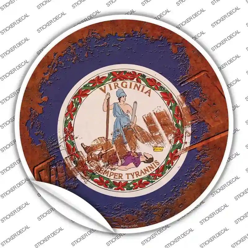 Virginia Rusty Stamped Novelty Circle Sticker Decal | Smart Blonde