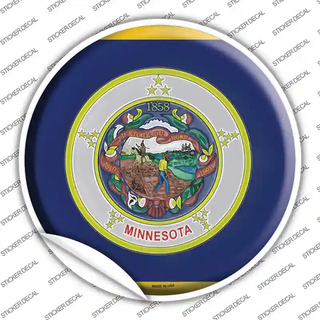 Minnesota State Flag Novelty Circle Sticker Decal Small