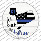 Connecticut Back The Blue Novelty Circle Sticker Decal Small