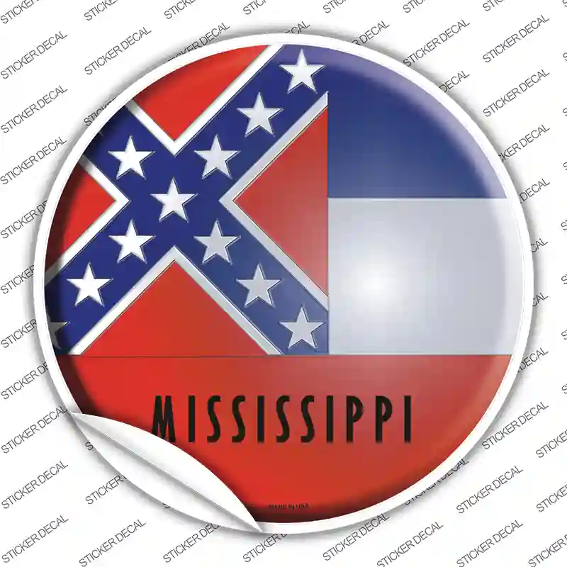 Mississippi State Flag Novelty Circle Sticker Decal Small