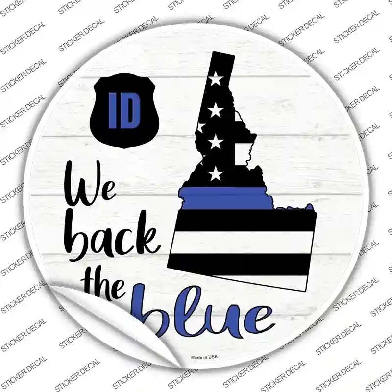 Idaho Back The Blue Novelty Circle Sticker Decal Small