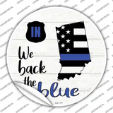 Indiana Back The Blue Novelty Circle Sticker Decal Small