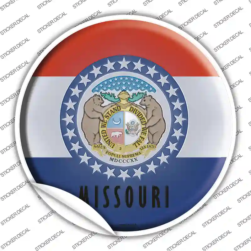 Missouri State Flag Novelty Circle Sticker Decal Small