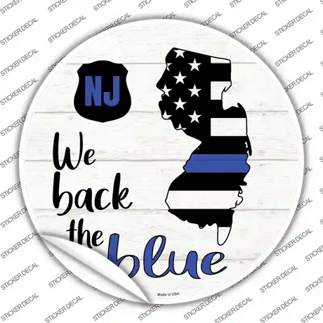 New Jersey Back The Blue Novelty Circle Sticker Decal Small