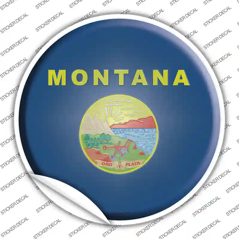 Montana State Flag Novelty Circle Sticker Decal Small