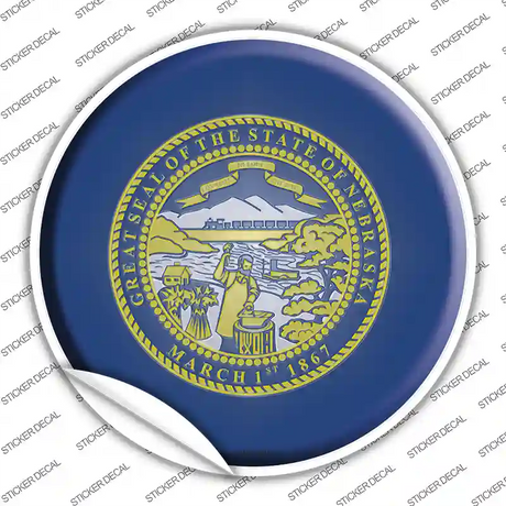 Nebraska State Flag Novelty Circle Sticker Decal Small