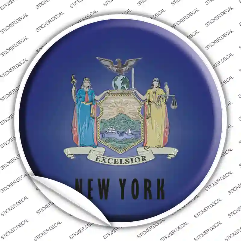 New York State Flag Novelty Circle Sticker Decal Small