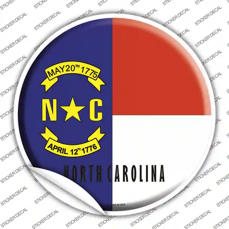 North Carolina State Flag Novelty Circle Sticker Decal Small