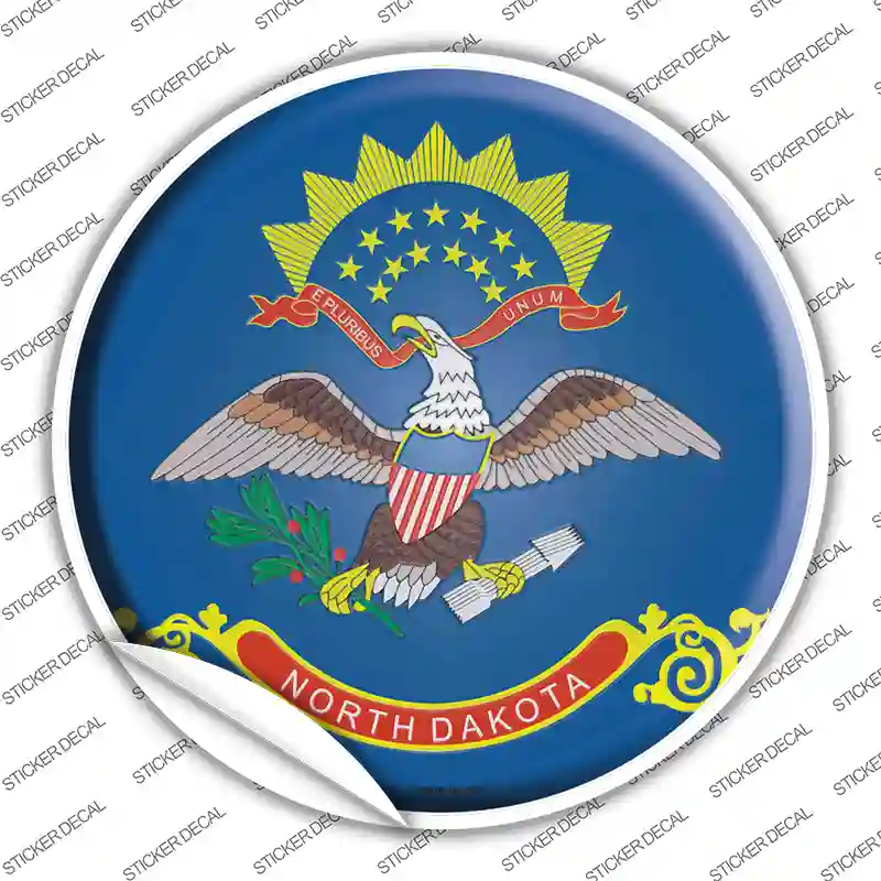 North Dakota State Flag Novelty Circle Sticker Decal Small