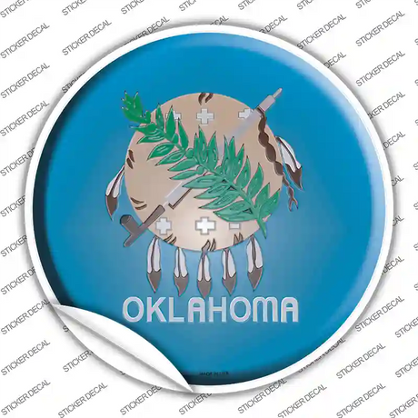 Oklahoma State Flag Novelty Circle Sticker Decal Small