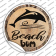 Beach Bum Dolphin Novelty Circle Sticker Decal Small