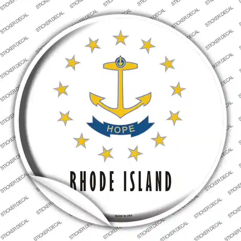 Rhode Island State Flag Novelty Circle Sticker Decal Small