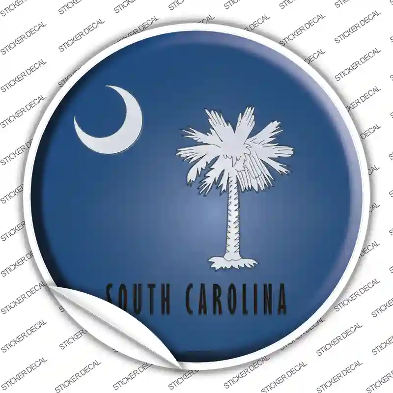 South Carolina State Flag Novelty Circle Sticker Decal Small