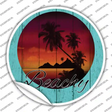 Beachy Sunset Novelty Circle Sticker Decal Small