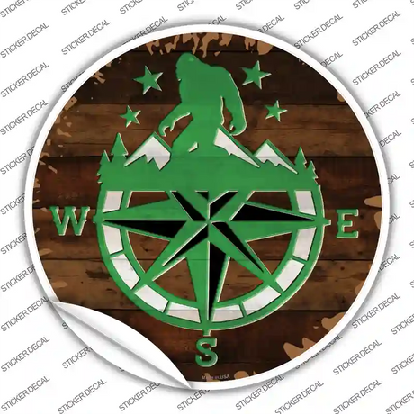 Sasquatch Compass Novelty Circle Sticker Decal Small