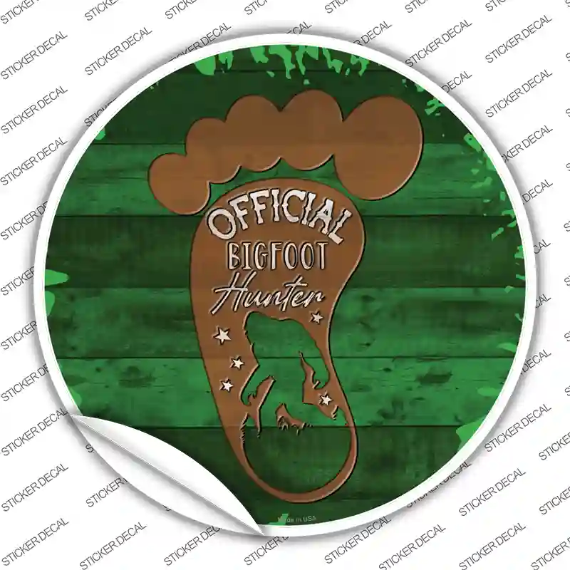 Bigfoot Hunter Footprint Novelty Circle Sticker Decal Small