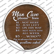 Man Cave Phone Fees Novelty Circle Sticker Decal Small