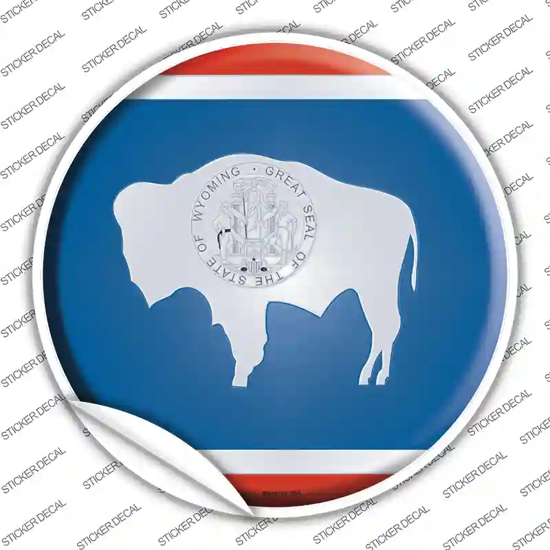 Wyoming State Flag Novelty Circle Sticker Decal