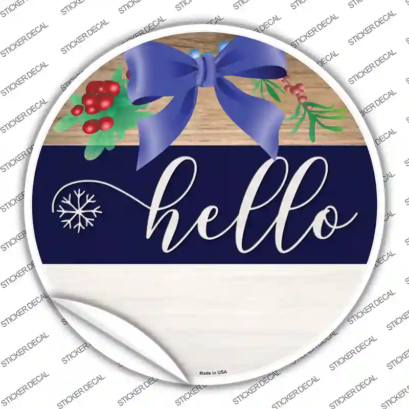 Hello Bow Novelty Circle Sticker Decal