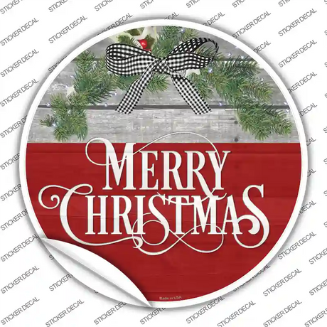 Merry Christmas Wreath Novelty Circle Sticker Decal Small