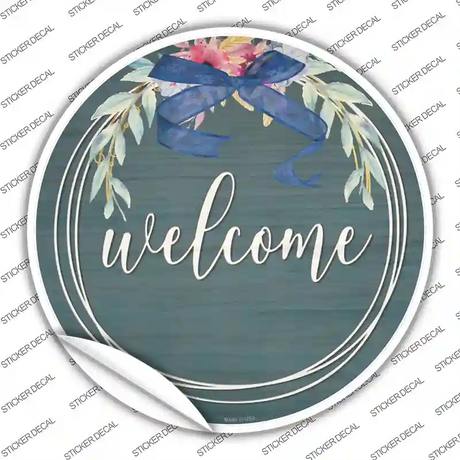 Welcome Wreath Novelty Circle Sticker Decal Small