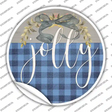 Jolly Blue Plaid Novelty Circle Sticker Decal Small