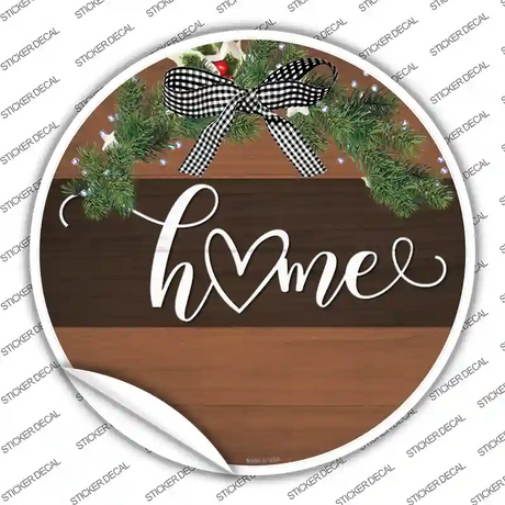 Home Bow Wreath Novelty Circle Sticker Decal Small