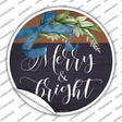 Merry And Bright Bow Wreath Novelty Circle Sticker Decal Small