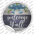 Welcome Yall Bow Wreath Novelty Circle Sticker Decal Small