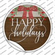 Happy Holidays Bow Wreath Novelty Circle Sticker Decal Small